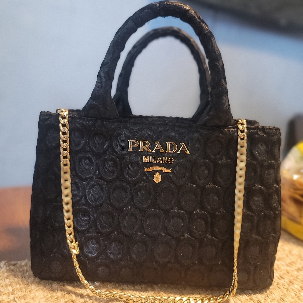 Prada Black Mini Tote With Gold Chain - Picture 14 of 14
